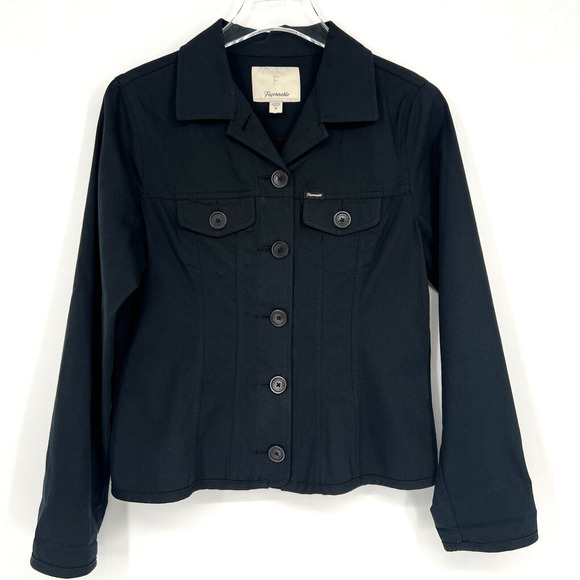 Faconnable Jackets & Blazers - Faconnable Jacket Womens S Black Jean Jacket Style Utility Classic Staple